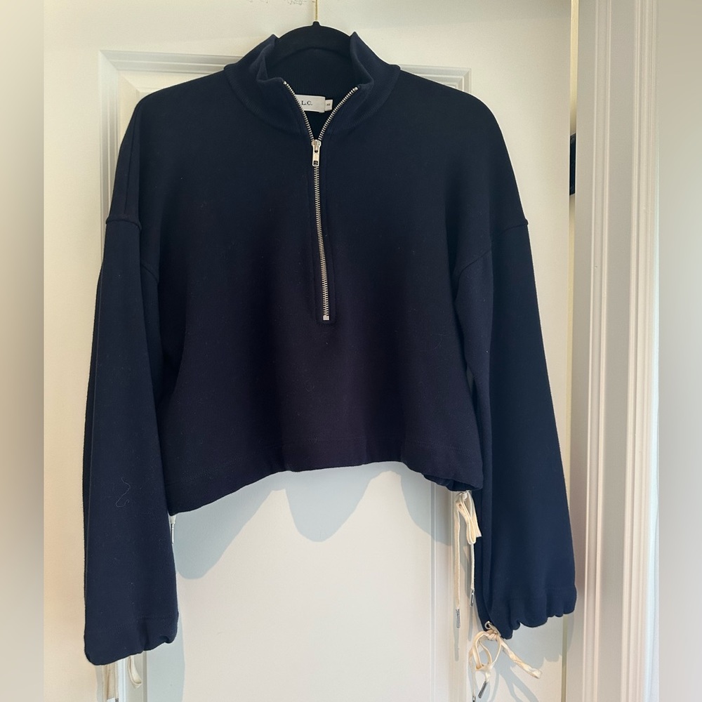A.L.C. Half Zip Navy Cropped Sweatshirt